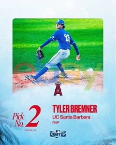 Tyler Bremner 2025 MLB Draft segunda selección general Los Angeles Angels 8x10 MLB foto - Imagen 1 de 1