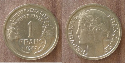 France 1 Franc 1937 Laureate Morlon Free Shipping WorldwideFrancs Frcs Frc Cent - Image 1 of 3