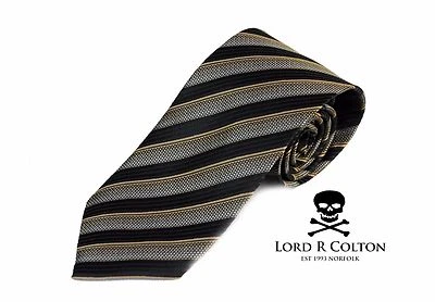 Corbata Lord R Colton Basics - Corbata a rayas negra y dorada - $49 venta al por menor nueva Foto 1 de 3