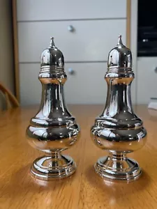 Antique American Sterling Silver Salt Pepper Shakers Clean Polished Unknown Make - Picture 1 of 10
