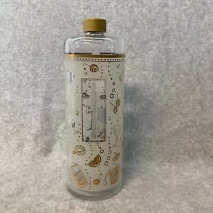 MCM Vintage Oro Impreso Bourbon Vidrio Decantura Con Tapa - Imagen 1 de 10
