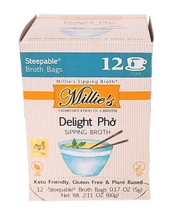 Millie's Delight Pho Sipping Broth 1 Box -12 Individual Steepable Broth Packs - Picture 1 of 13