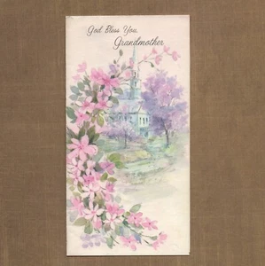 Unused Vtg American Greetings MOTHER'S DAY Card FOR GRANDMOTHER, Flower Church - Picture 1 of 6