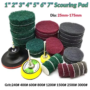 1'' 2" 3" 4''~7" Scouring Pad Hook and Loop Abrasive Cleaning Pad 240-3000 Grit - Picture 1 of 9