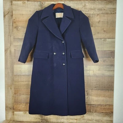Vintage Pendleton Women's Size 8 Navy Blue Virgin Wool Trench Coat Lined Jacket - Image 1 of 4