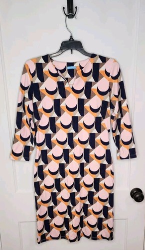 VETEMENTS Abito tubino J McLaughlin Carly Catalina in tessuto geometrico rosa arancione taglia small