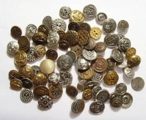 74 vintage antique metal collector buttons lot heraldic uniform etc 52372 - Picture 1 of 9