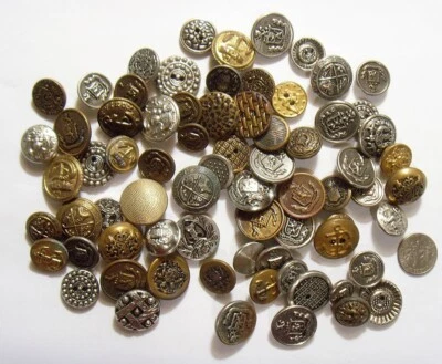 74 vintage antique metal collector buttons lot heraldic uniform etc 52372 - Image 1 of 4