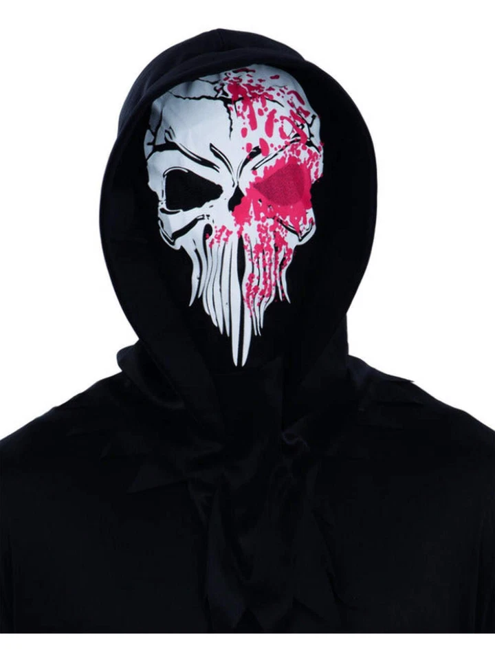 Halloween Maske Blutig Reaper mit Kapuze Maske Erwachsene Kostüm Schal Totenkopf - Bild 1 von 1