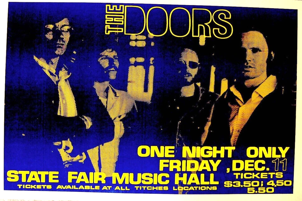 THE DOORS 1970 STATE FAIR MUSIC / DALLAS PROMO POSTER / JIM MORRISON / NM 2 MINT - Image 1 of 1