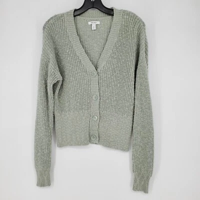 Cárdigan suéter Nine West para mujer pequeño verde pizarra tejido manga larga Foto 1 de 4