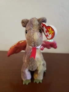 Ty Beanie Babies Dragon SCORCH 6" Plush Stuffed Animal Brown Red Wings - Picture 1 of 5