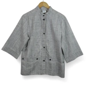 Pascalle Vintage Women's Shirt Jacket Size UK 14 Grey Button-Up Retro - Preloved - Picture 1 of 24