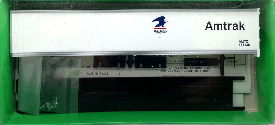 HO BOWSER 55701 SMOOTH WALL TRAILER ROADRAILER KIT AMTRAK US MAIL AMTZ 666138 - Image 1 of 1