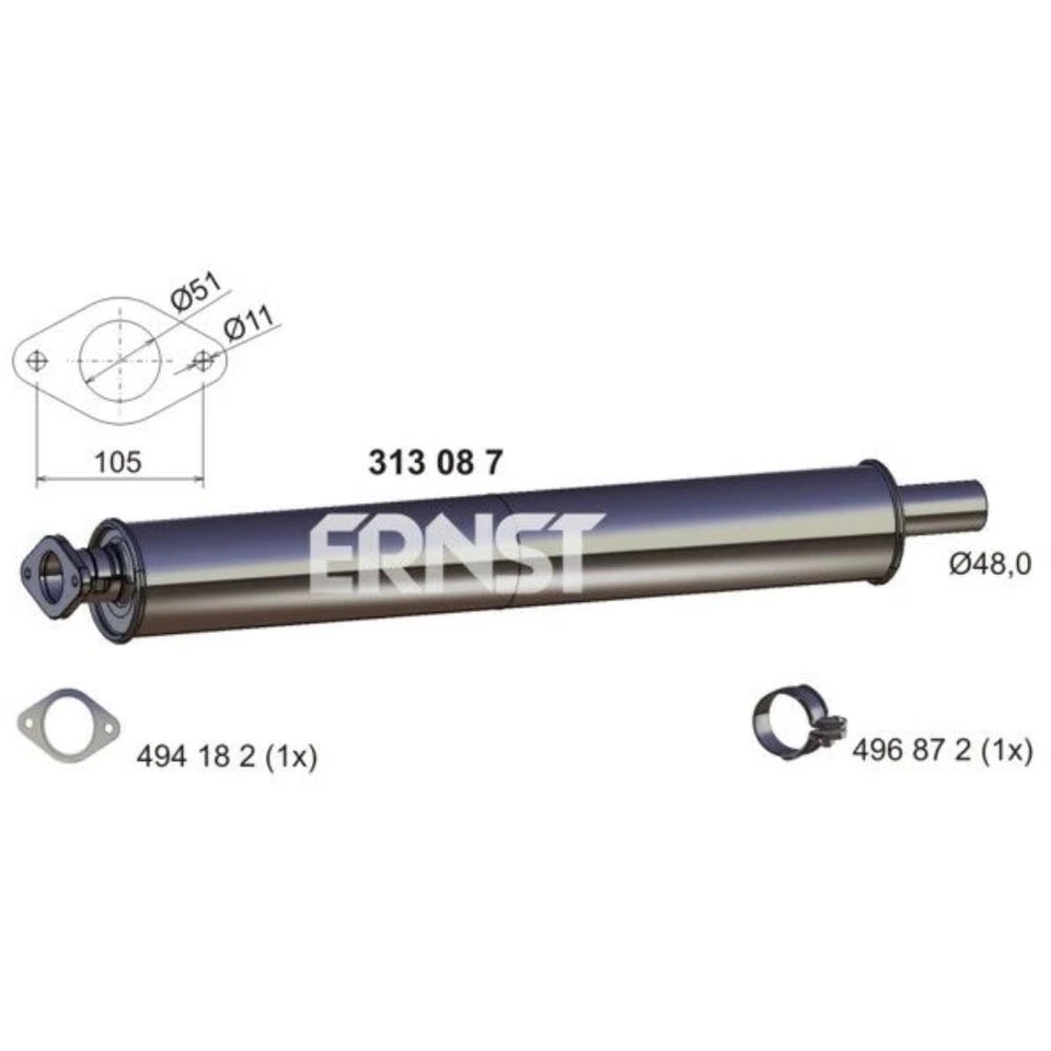 ERNST Silencieux Avant Pour Ford Focus II DA_ HCP DP Volvo V50 MW S40 544 - Photo 1/1