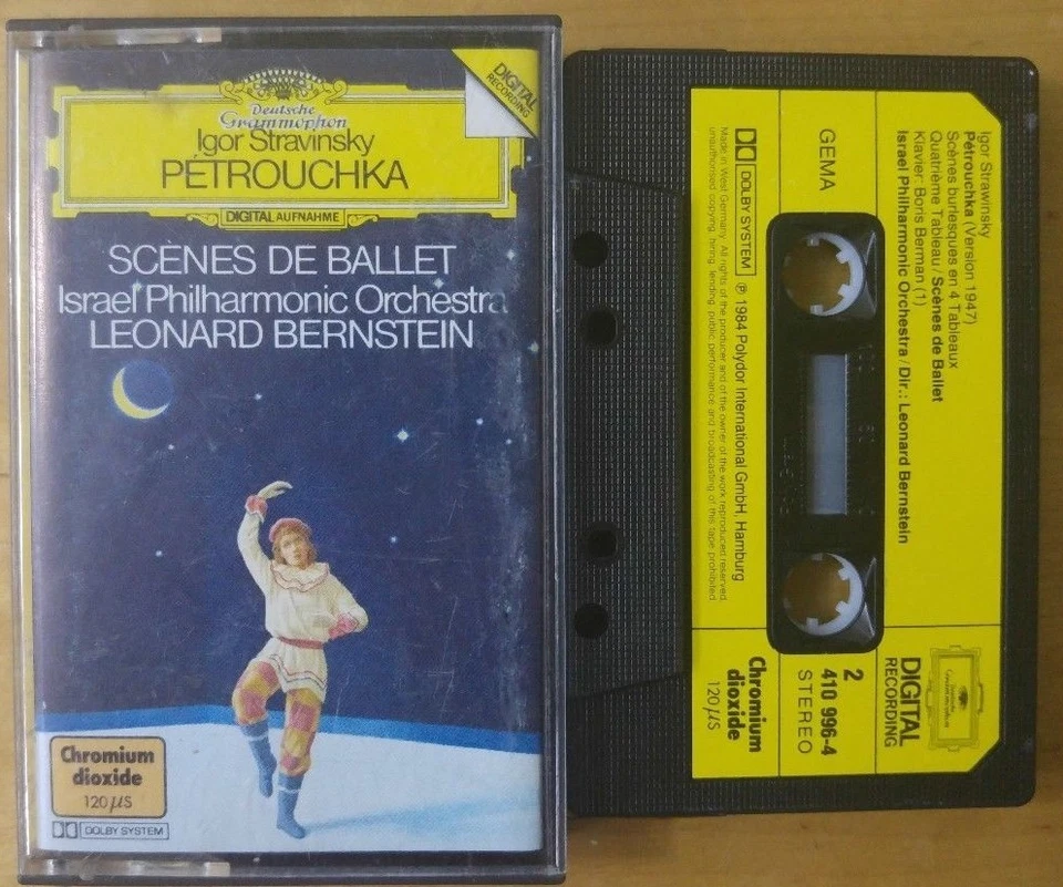 Stravinsky - Petrouchka Bernstein DG Digital Cassette Tape Paper Label NM - Image 1 of 1