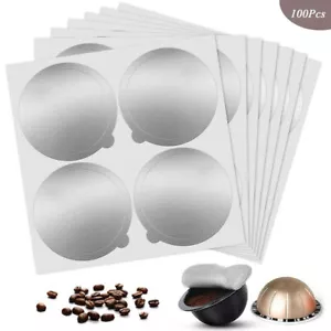 100pcs Coffee-Capsule Lids For Nespresso Vertuoline Aluminum Foil Seal Stickers - Picture 1 of 7