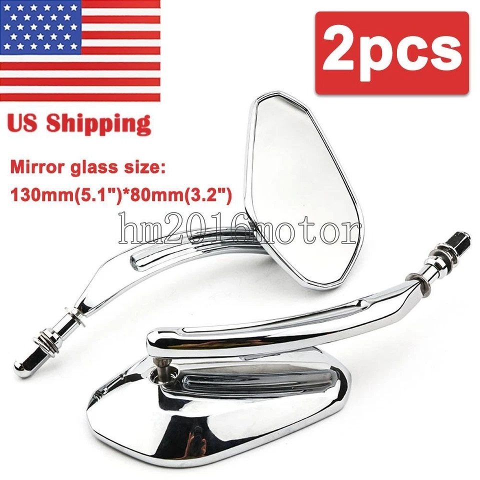 Espejos retrovisores de aluminio cromado para Harley Chopper Bobber Cruiser Touring Foto 1 de 4