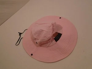 LUISFISH Womens Sun Hat Wide Brim Venting Toggle tie Beach Fish Boat Hike Pink - Picture 1 of 4