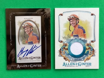 Allen & Ginter 2017. Reliquia enmarcada y AUTO. GARY STEVENS. LEGENDARY RACE JOCKEY Foto 1 de 2
