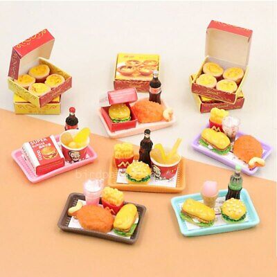 Dollhouse Miniature 1/6 Scale Hamburger Coke Fries Set Kitchen Food Accessories • 4.49$