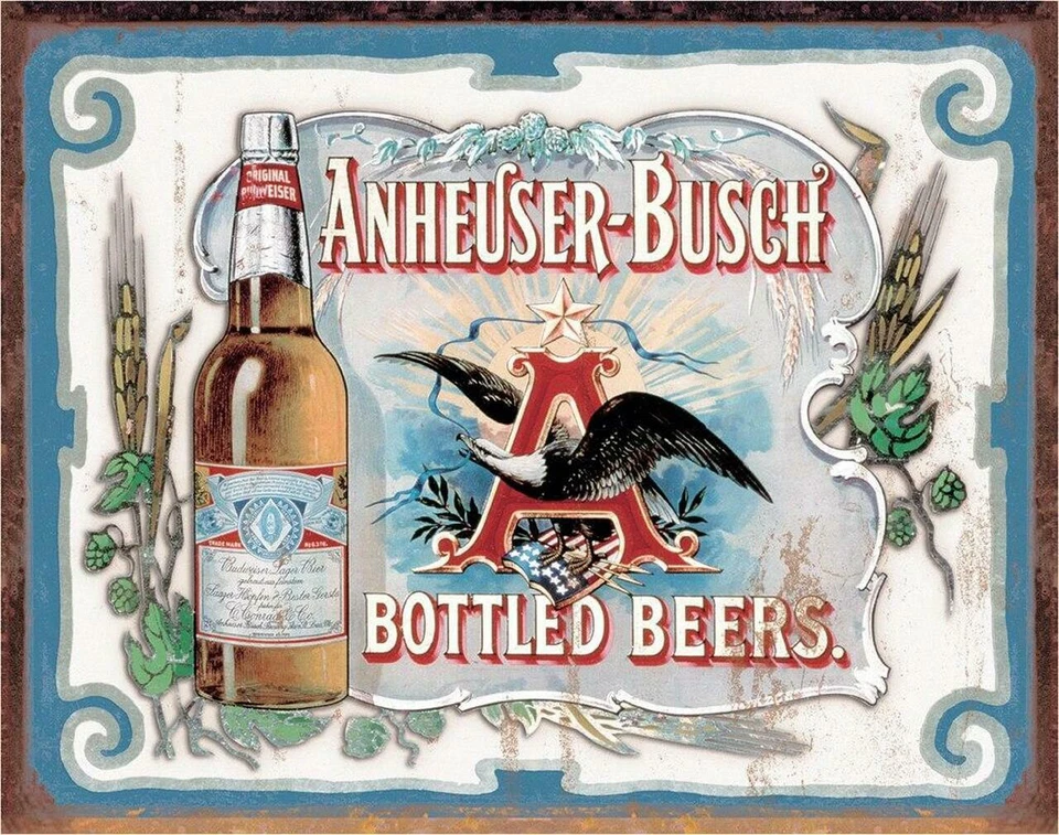 Nuevo letrero decorativo de metal para cervezas embotelladas Anheuser Busch Foto 1 de 1