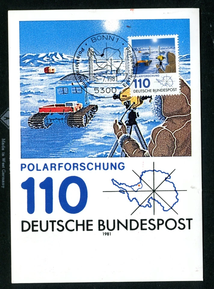 GERMANY 1981, POLAR RESEARCH STATION, Scott 1353 on MAXI CARD - Image 1 of 1