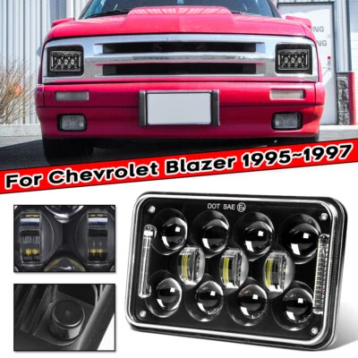 Faro LED de haz alto/bajo negro de 4x6" pulgadas para Chevrolet Blazer 1995 1996 1997 Foto 1 de 4
