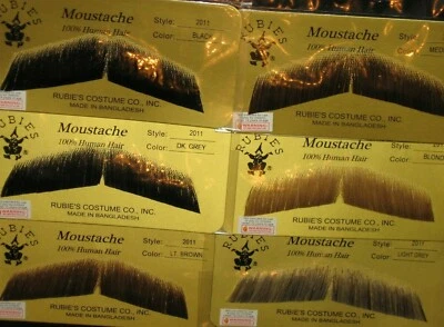 MUSTACHES THEATRICAL-HUMAN  HAIR GENTALMEN RUBIES 2011 PICK ANY SHADE . - Image 1 of 4