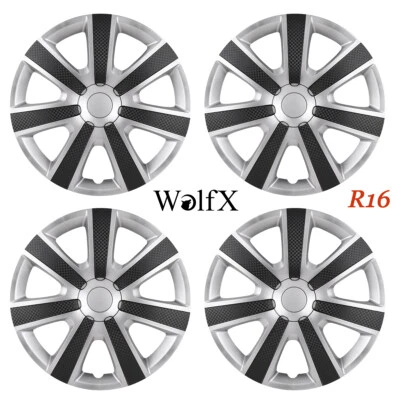 Juego de 4 cubiertas de rueda de 16" tapacubos completos a presión para neumático R16 Honda Mazda Subaru Foto 1 de 4