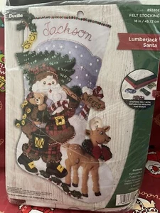 Unfinished Bucilla Christmas Felt 18" Stocking Kit Lumberjack Santa - Picture 1 of 1