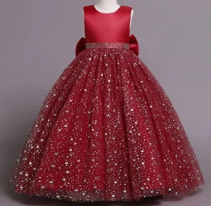 Flower Girl Dress Wedding Sequin Princess Dress Holiday Birthday Costume Party - Picture 1 of 7