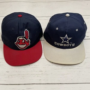 Vintage Youth Snapback Lot Dallas Cowboys Cleveland Indians Lot - Picture 1 of 9