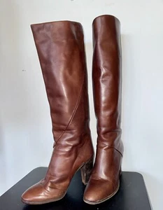 Vestido De Colección Años 70 Talla 6.5 Diseñador Anne Klein Campus Cuero Cordobés Años 80 - Imagen 1 de 6