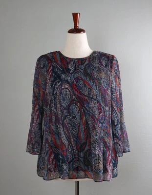 Blusa Top TED BAKER Londres $125 Beaatha Plisada Paisley Talla 3 EE. UU. 8 Foto 1 de 4