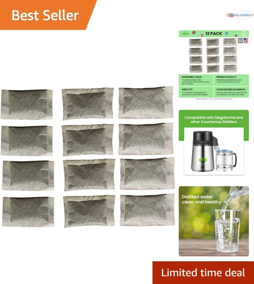 12 PK of Distiller Filters Made From Activated Charcoal Works Great for Megahome