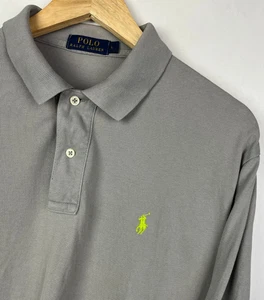 RALPH LAUREN POLO SHIRT Size L (fits like XL) Men`s Long Sleeve Regular Fit Grey - Picture 1 of 7