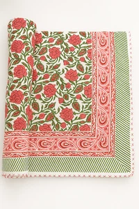 indian Cotton Floral hand Block Print kantha handmade Quilt Bedspread Blanket - Picture 1 of 1