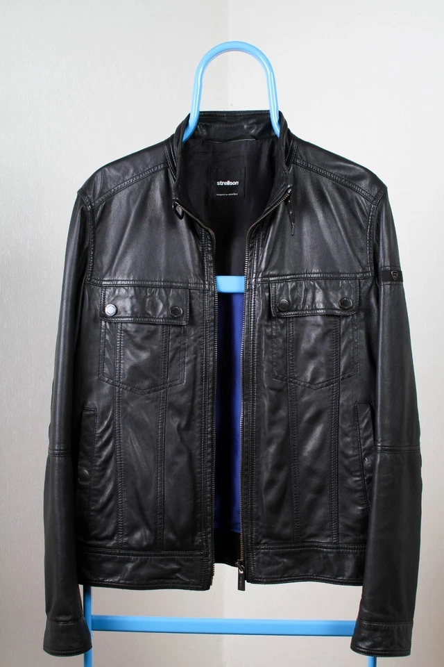 Strellson Lederjacke Kalbsleder Schwarz Herren Größe M - Bild 1 von 4