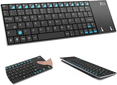 Rii K12+ Mini Wireless Keyboard with Large Touchpad Mouse&Qwerty Black  - Image 1 of 4