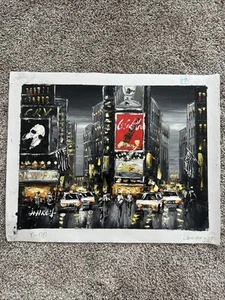 Modern Art, Time Square, New York, 16x20 Oil Paint, Hand Made On Canvas. - Picture 1 of 11