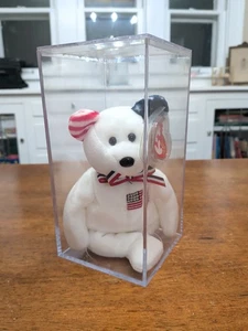 Ty Beanie Baby America The White Bear- W/ Case  - Picture 1 of 5