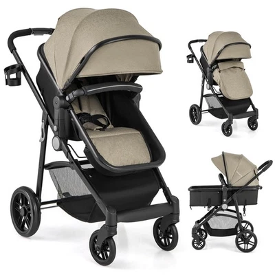 Babyjoy Useful Foldable Baby Stroller Kids Travel Infant Buggy Pushchair Coffee - Image 1 of 4