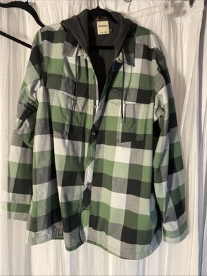 Simms Coldweather Hoody Moss Green Buffalo Plaid Hoodie Button Up Insulated XXL - Image 1 of 4