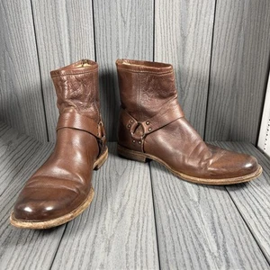 Botas Frye Para Hombres 11.5 Phillip Arnés Cuero Marrón Cremallera al Tobillo Motociclista - Imagen 1 de 14