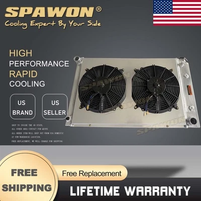 SPAWON 3Row For Chevrolet GMC C10 C20 Camaro Caprice 69-87 Fan Shroud Radiator - Image 1 of 4