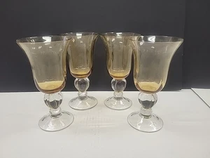 Lenox Water Glasses Colore Siena (Amber) Blown Glass Goblets Set of Four 2003-06 - Picture 1 of 5