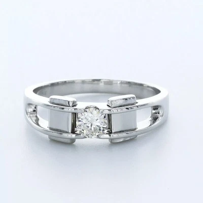 Anillo de una sola piedra para hombre platino canal conjunto 0,48 quilates diamante natural redondo G SI2 Foto 1 de 4