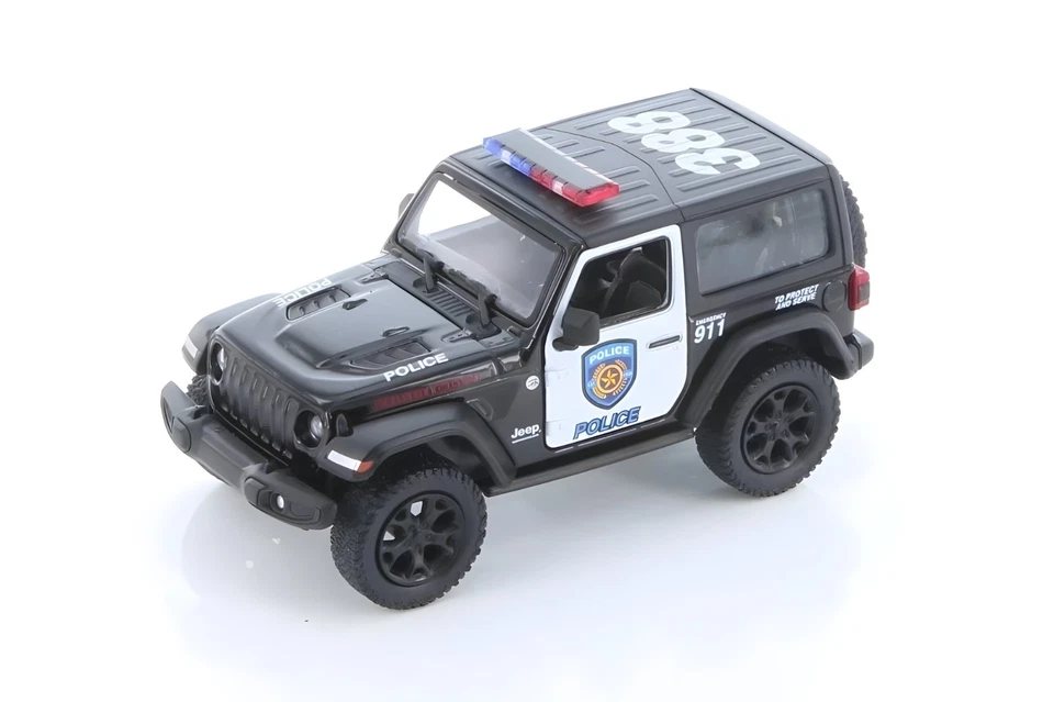 Modellino Auto Jeep Wrangler Polizia. Auto Giocattolo Scala 1:34 Porte Apribili. - Immagine 1 di 4