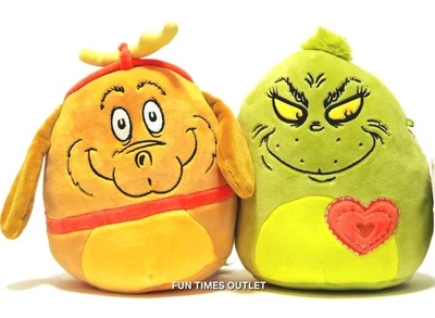 Squishmallows The Grinch & Max 7" Plush Set Dr Seuss Christmas X-mas Collectible - Image 1 of 4